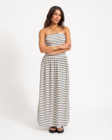 Dropped Waist Bandeau Dress Wit - Things I Like Things I Love