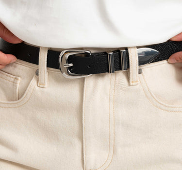 Dune Belt Silver Buckle Black - Things I Like Things I Love