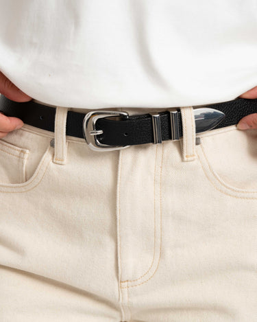 Dune Belt Silver Buckle Black - Things I Like Things I Love