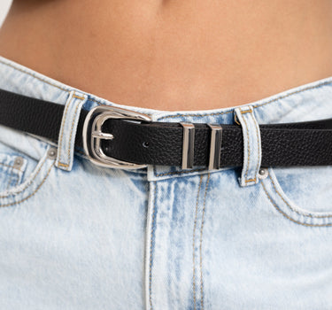 Dune Belt Silver Buckle Black - Things I Like Things I Love