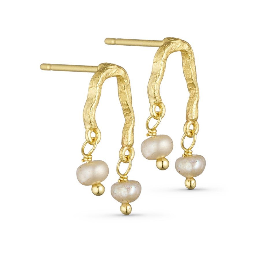 Earring Stud Arch Pearl Gold - Things I Like Things I Love