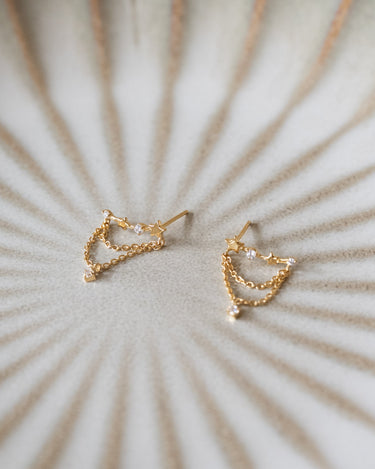 Earring Zircon Star Chain Gold - Things I Like Things I Love