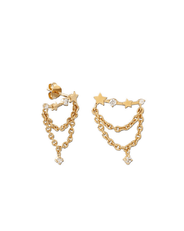 Earring Zircon Star Chain Gold - Things I Like Things I Love