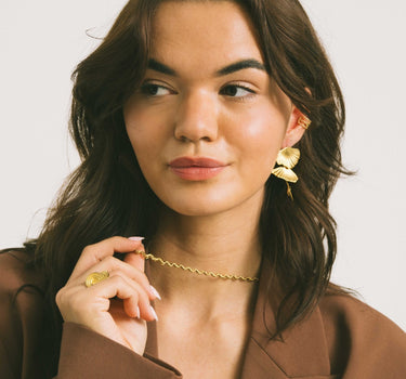 Earrings Golden Leaf Hoop Gold - Things I Like Things I Love