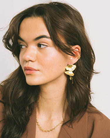Earrings Golden Leaf Hoop Gold - Things I Like Things I Love