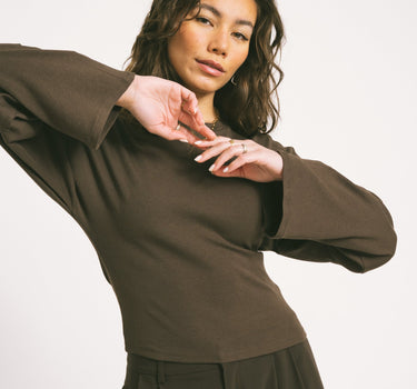 Eden Wide Sleeve Top Chocolate Brown - Things I Like Things I Love