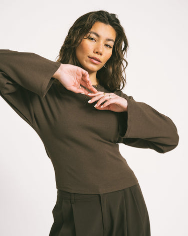 Eden Wide Sleeve Top Chocolate Brown - Things I Like Things I Love