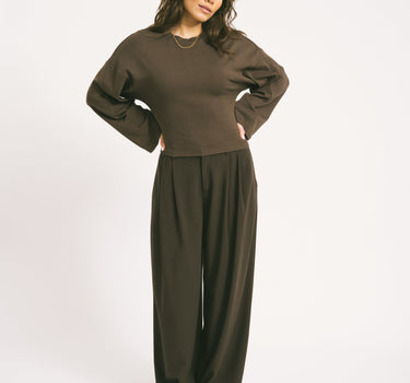 Eden Wide Sleeve Top Chocolate Brown - Things I Like Things I Love