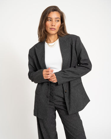 Ellis Structured Boyfriend Blazer Black Salt Pepper - Things I Like Things I Love