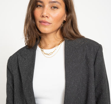 Ellis Structured Boyfriend Blazer Black Salt Pepper - Things I Like Things I Love