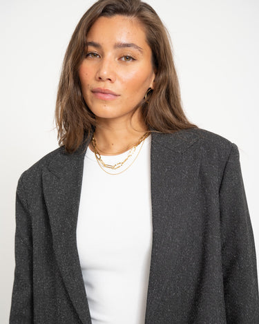 Ellis Structured Boyfriend Blazer Black Salt Pepper - Things I Like Things I Love