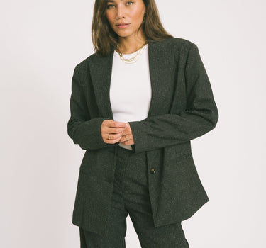 Ellis Structured Boyfriend Blazer Black Salt Pepper - Things I Like Things I Love