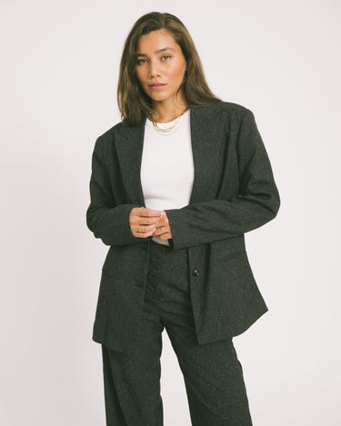 Ellis Structured Boyfriend Blazer Black Salt Pepper - Things I Like Things I Love