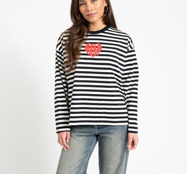 Ember Stripe Print Logo Shirt Black - Things I Like Things I Love