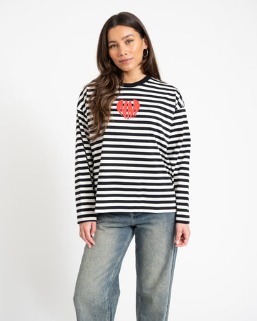 Ember Stripe Print Logo Shirt Black - Things I Like Things I Love