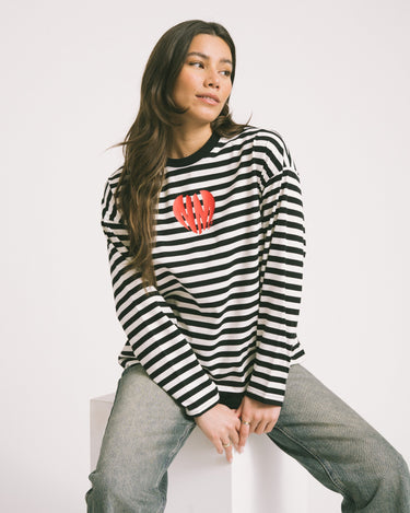 Ember Stripe Print Logo Shirt Black - Things I Like Things I Love
