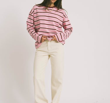 Ember Stripe Sweat Begonia Pink - Things I Like Things I Love