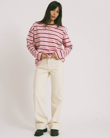 Ember Stripe Sweat Begonia Pink - Things I Like Things I Love