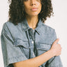 Enza Reg Crop Shirt Medium Blue Denim - Things I Like Things I Love