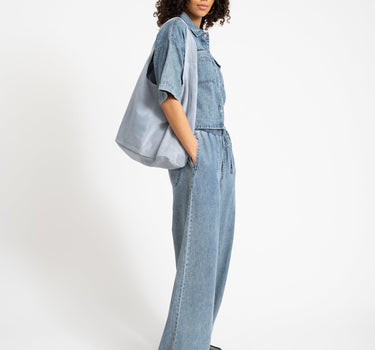 Enza Reg Crop Shirt Medium Blue Denim - Things I Like Things I Love