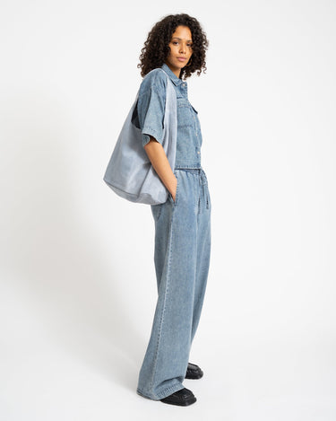 Enza Reg Crop Shirt Medium Blue Denim - Things I Like Things I Love