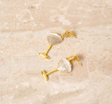 Esma Cocktail Earrings Brass Gold - Things I Like Things I Love
