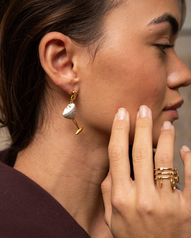 Esma Cocktail Earrings Brass Gold - Things I Like Things I Love