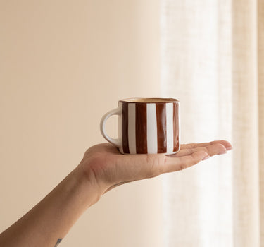 Espresso Mug Mykonos Brown Stripe - Things I Like Things I Love