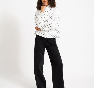 Essa Dot Jacket Bright White/Black - Things I Like Things I Love