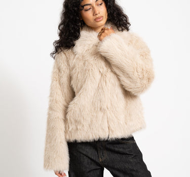 Evie Fur Jacket Oatmeal - Things I Like Things I Love