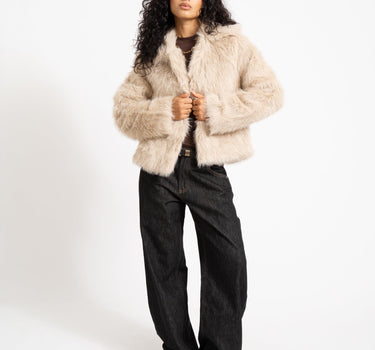Evie Fur Jacket Oatmeal - Things I Like Things I Love