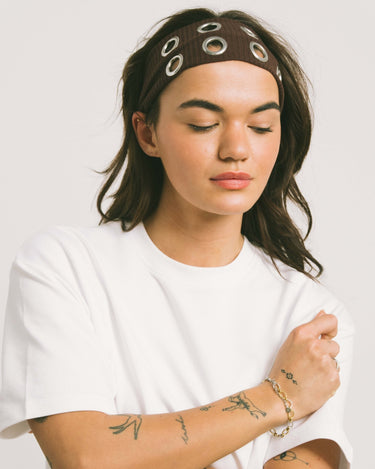 Eyelet Headband Brown - Things I Like Things I Love
