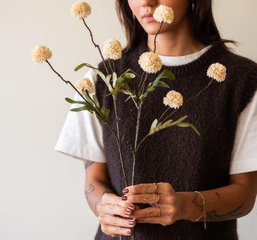Faux Flower Pompom Beige - Things I Like Things I Love