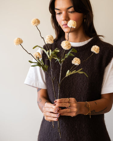 Faux Flower Pompom Beige - Things I Like Things I Love