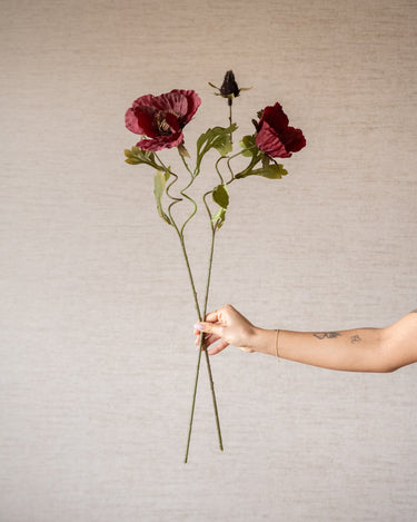 Faux Flower Poppy Burgundy - Things I Like Things I Love