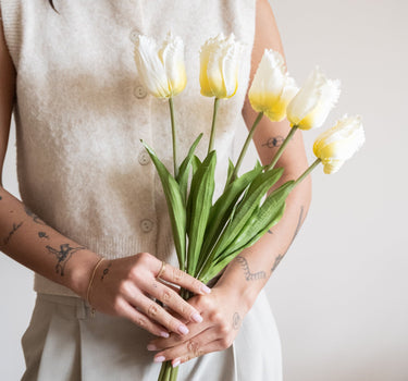 Faux Flowers Bundled Tulips Ivory - Things I Like Things I Love