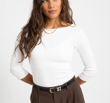Fifi Boatneck Top Bright White - Things I Like Things I Love