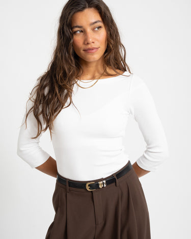 Fifi Boatneck Top Bright White - Things I Like Things I Love