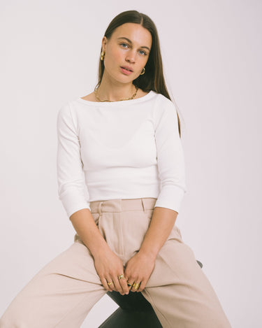 Fifi Boatneck Top Bright White - Things I Like Things I Love