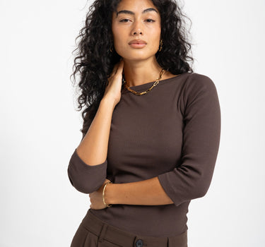 Fifi Boatneck Top Seal Brown - Things I Like Things I Love