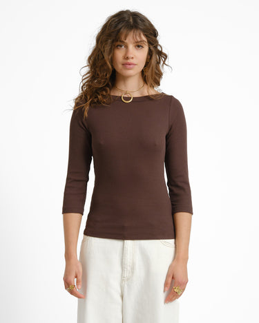 Fifi Boatneck Top Seal Brown - Things I Like Things I Love
