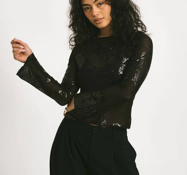 Floral Sequins Top Black - Things I Like Things I Love