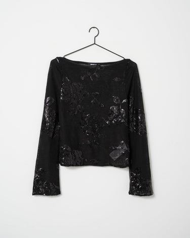 Floral Sequins Top Black - Things I Like Things I Love