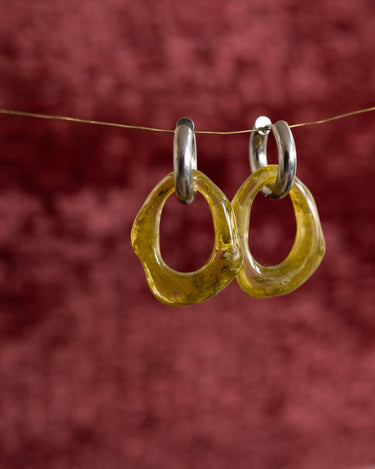 FMB Statement Earrings Bold Organic Olive (SET OF 2) Silver - Things I Like Things I Love