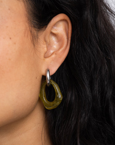 FMB Statement Earrings Bold Organic Olive (SET OF 2) Silver - Things I Like Things I Love