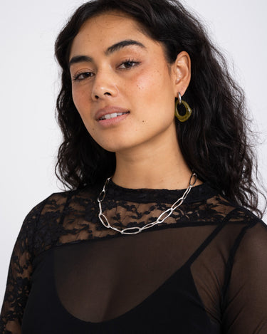 FMB Statement Earrings Bold Organic Olive (SET OF 2) Silver - Things I Like Things I Love