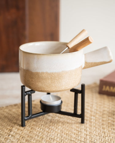 Fondue Set Ceramic Beige - Things I Like Things I Love