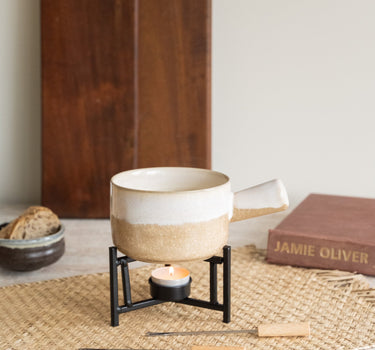 Fondue Set Ceramic Beige - Things I Like Things I Love