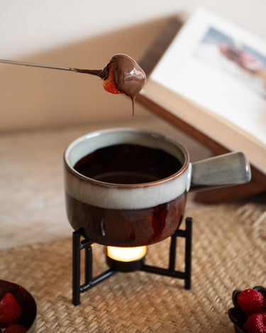 Fondue Set Ceramic Burgundy - Things I Like Things I Love