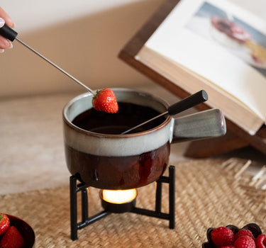 Fondue Set Ceramic Burgundy - Things I Like Things I Love